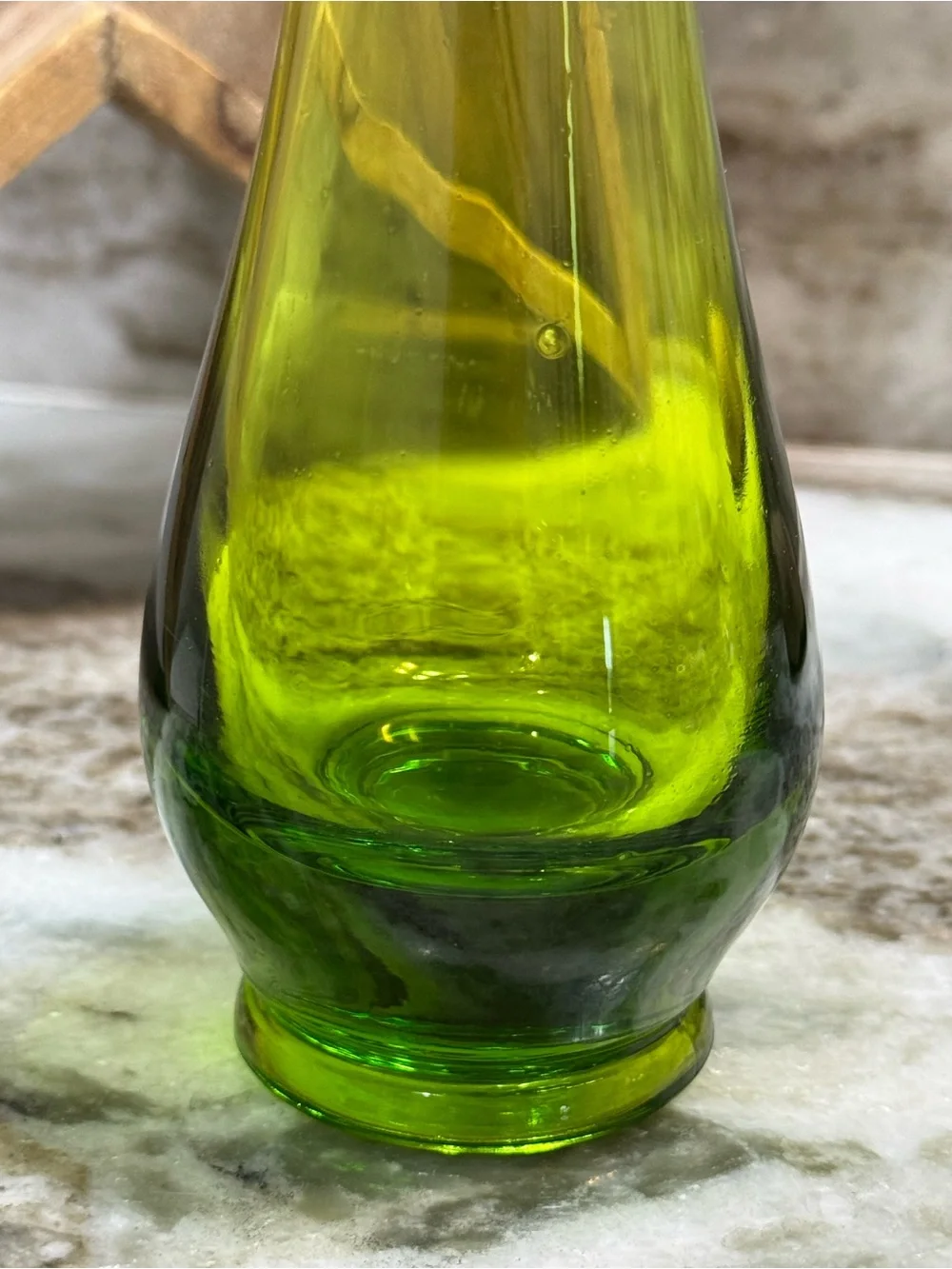 Vintage Viking Avocado Green Swung Glass Bud Vase MCM